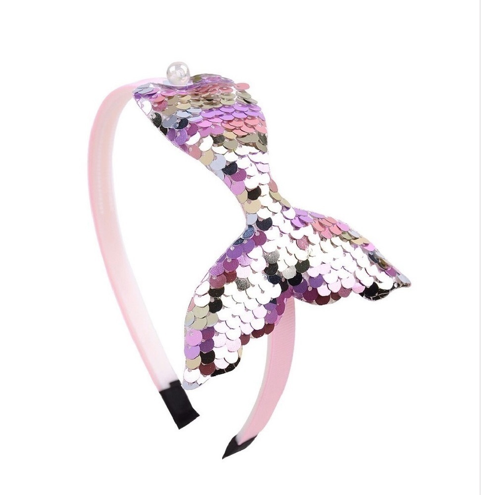 HEADBAND. Light pink and lavender sequins. Mermaid tail